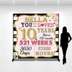 Lofaris Pink Golden Time Stripe Custom Anniversary Backdrop