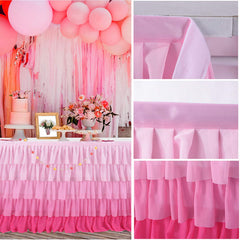 Lofaris Pink Gradient Chiffon Layering Banquet Table Skirt