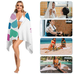 Lofaris Pink Green Blue Heart Personalized Name Beach Towel
