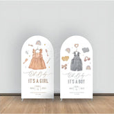 Lofaris Pink Grey Cloth Gender Reveal Arch Backdrop Kit