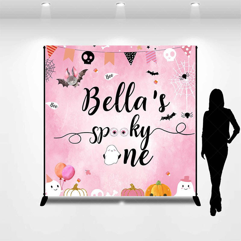 Lofaris Pink Halloween Spooky One Custom Birthday Backdrop