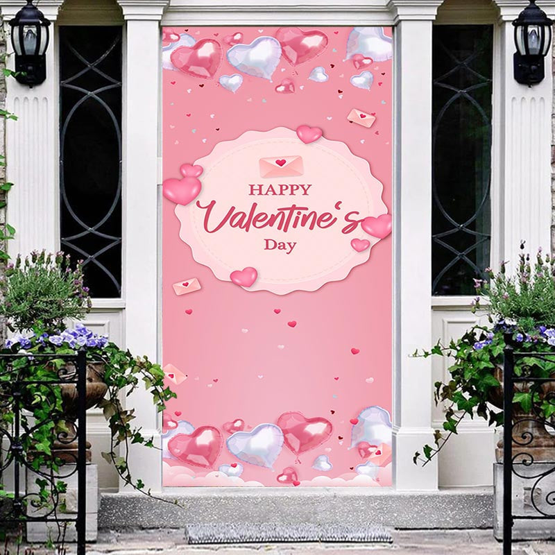 Lofaris Pink Heart Balloon Letters Valentines Day Door Cover