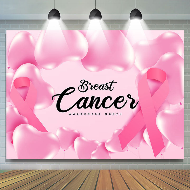 Lofaris Pink Heart Breast Cancer Awareness Month Backdrop