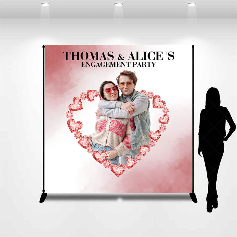 Lofaris Pink Heart Custom Photo Enagement Party Backdrop