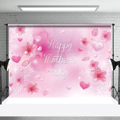 Lofaris Pink Heart White Snowflake Mothers Day Backdrop