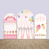 Lofaris Pink Ice Cream Balloon Flag Circus Arch Backdrop Kit
