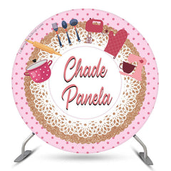 Lofaris Pink Kitchen Utensils Round Birthday Party Backdorp Kit