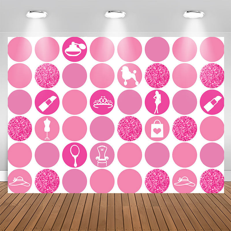 Lofaris Pink Lipstick Mirror Hat Party Backdrop For Girls