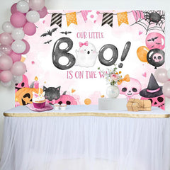 Lofaris Pink Little Boo Halloween Girl Baby Shower Backdrop