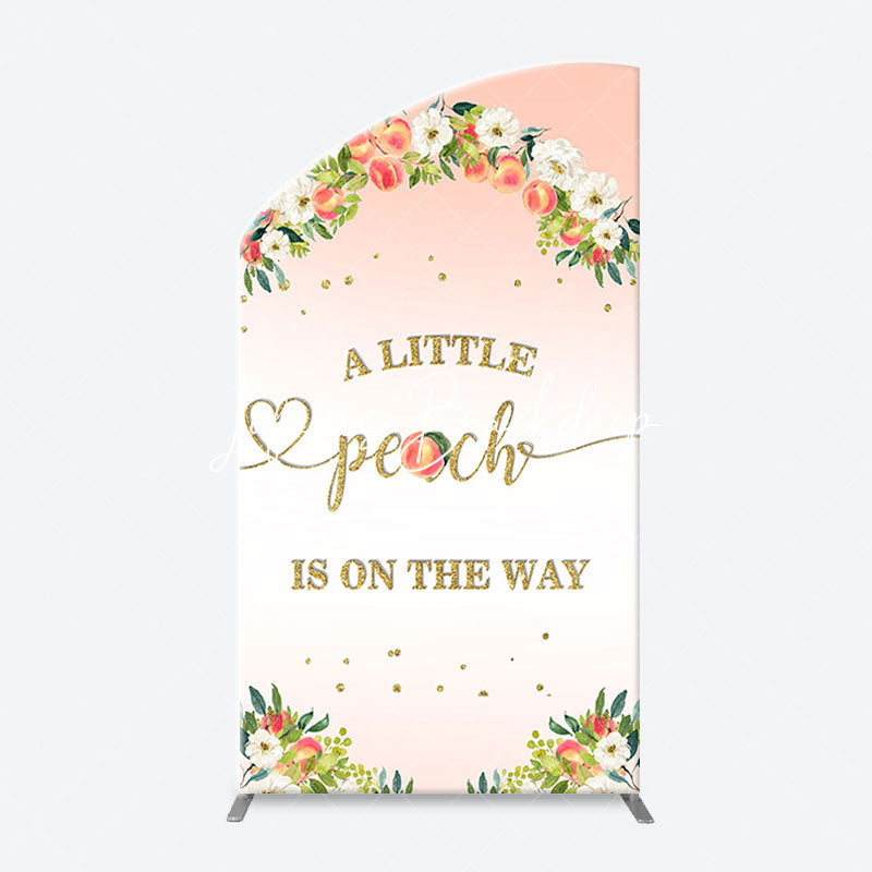 Lofaris Pink Little Peach Floral Baby Shower Arch Backdrop