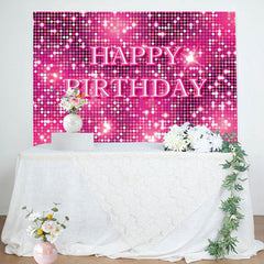 Lofaris Pink Neon Dots Bokeh Sparkle Happy Birthday Backdrop