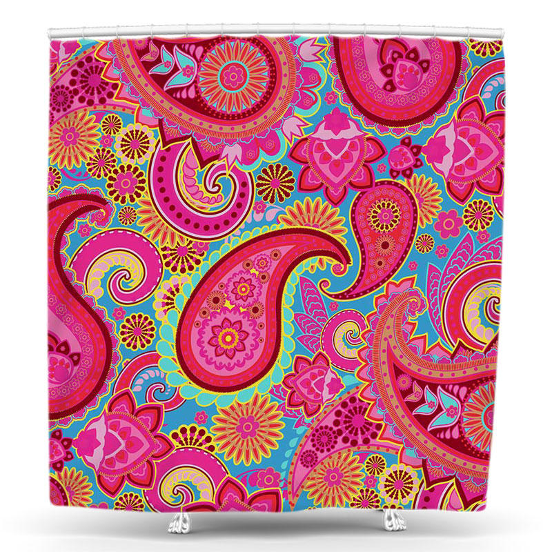 Lofaris Pink Paisley Vintage Pattern Abstract Shower Curtain