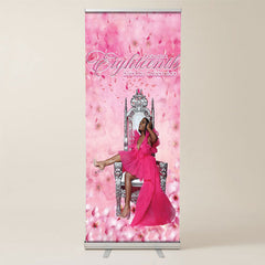 Lofaris Pink Petal Throne Custom Birthday Retractable Banner