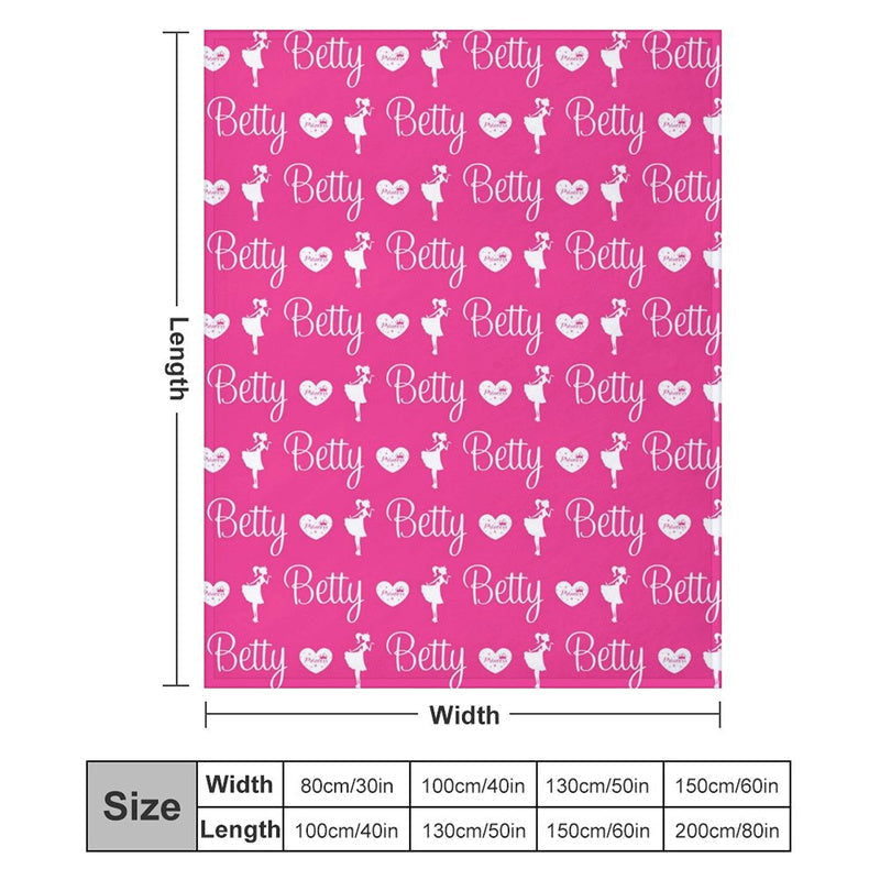 Lofaris Pink Princess Heart Name Repeat Custom Blanket