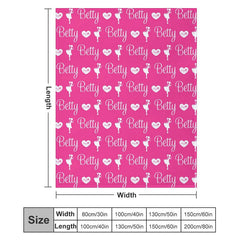 Lofaris Pink Princess Heart Name Repeat Custom Blanket