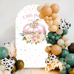 Lofaris Pink Pumpkin Baby Shower Double Sided Arch Backdrop