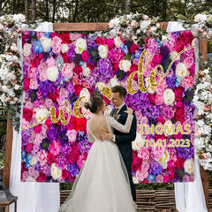 Lofaris Pink Purple And White Flower Wall Wedding Backdrop