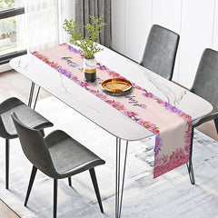 Lofaris Pink Purple Floral Happy Mothers Day Table Runner