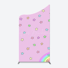 Lofaris Pink Rainbow Stars Colorful Arch Birthday Backdrop