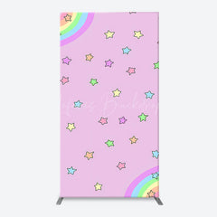 Lofaris Pink Rainbow Stars Colorful Arch Birthday Backdrop