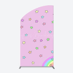Lofaris Pink Rainbow Stars Colorful Arch Birthday Backdrop