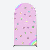 Lofaris Pink Rainbow Stars Colorful Arch Birthday Backdrop