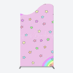 Lofaris Pink Rainbow Stars Colorful Arch Birthday Backdrop