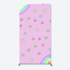 Lofaris Pink Rainbow Stars Colorful Arch Birthday Backdrop