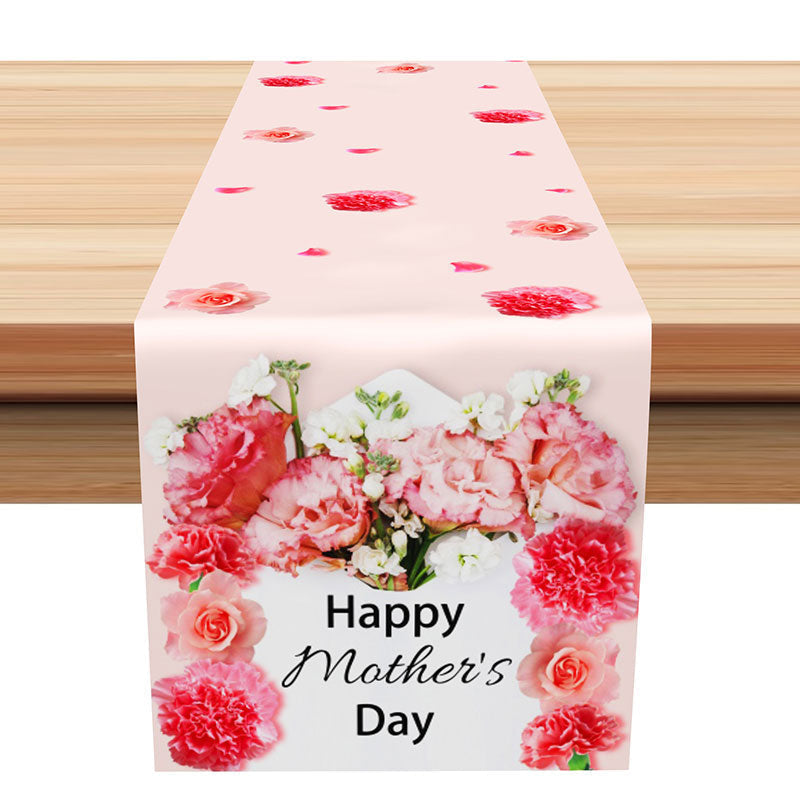 Lofaris Pink Red Floral Patterns Mothers Day Table Runner