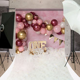 Lofaris Pink Red Gold Balloons Sweep Backdrop For Cake Smash