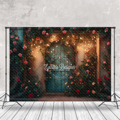 Lofaris Pink Red Rose Rampant Door Dim Light Spring Backdrop