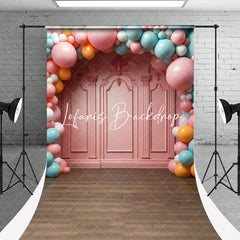 Lofaris Pink Retro Wall Balloons Sweep Cake Smash Backdrop