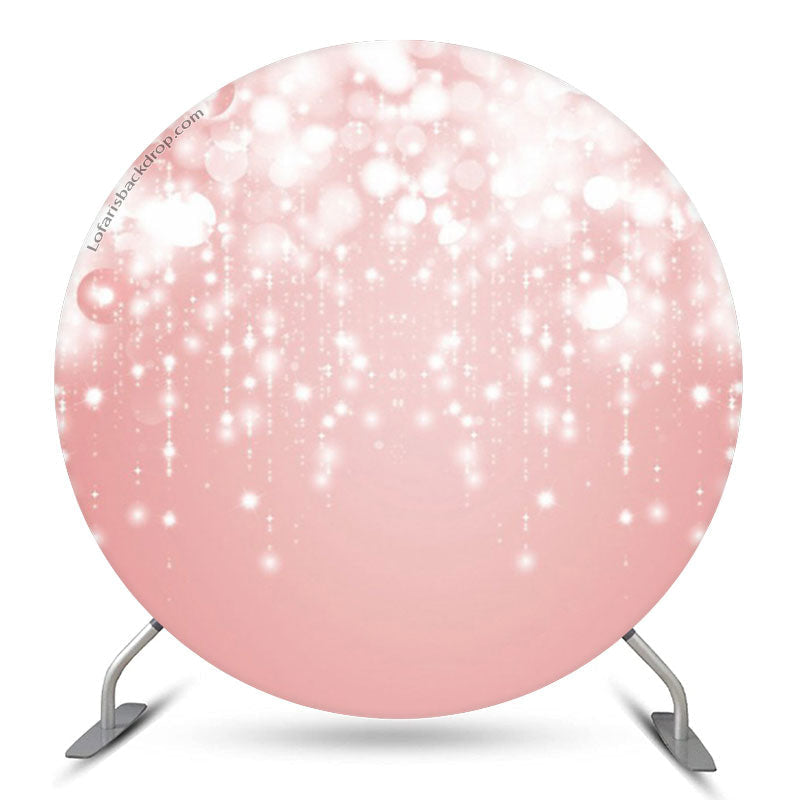 Lofaris Pink Rose Gold Bokeh Birthday Party Round Backdrop