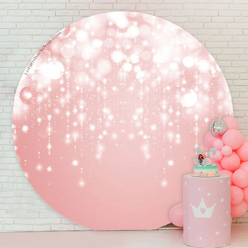 Lofaris Pink Rose Gold Bokeh Birthday Party Round Backdrop