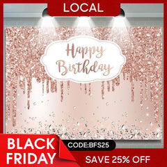 (7 Day Delivery) Lofaris Rose Gold Sparkle Diamond Girl Birthday Backdrop