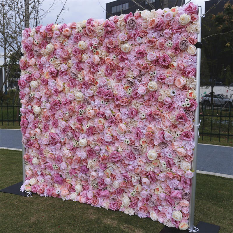 Pink Rose Wedding Decoration Faux Flower Wall Panels Lofaris