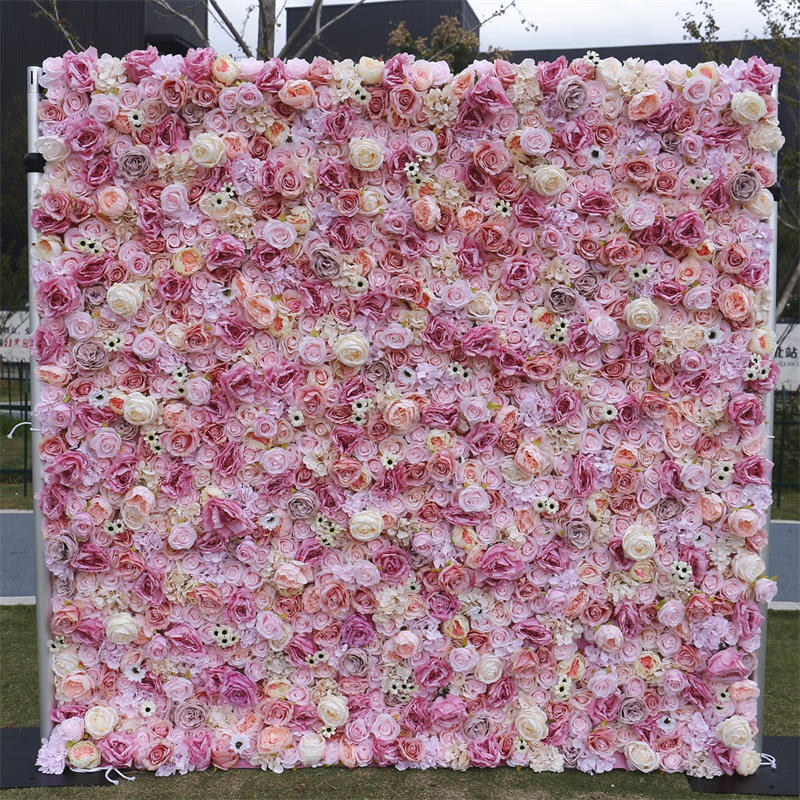 Lofaris Pink Rose Wedding Decoration Faux Flower Wall Panels