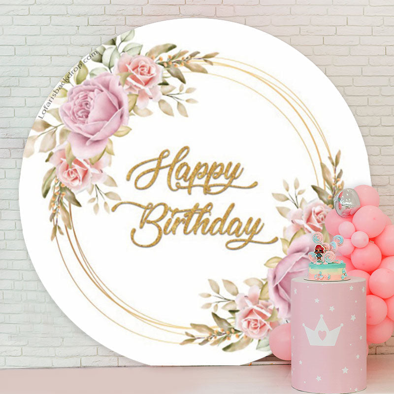Lofaris Pink Roses Boho Circle Backdrop For Birthday Party