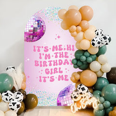 Lofaris Pink Sequin Ball Star Birthday Party Arch Backdrop