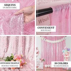 Lofaris Pink Shiny Sequin Fabric Backdrop for Wedding Party