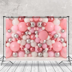 Lofaris Pink Silver Ocean Ball Birthday Cake Smash Backdrop
