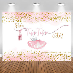 Lofaris Pink Skirt Gold Glitter Cute 2nd Birthday Backdrop