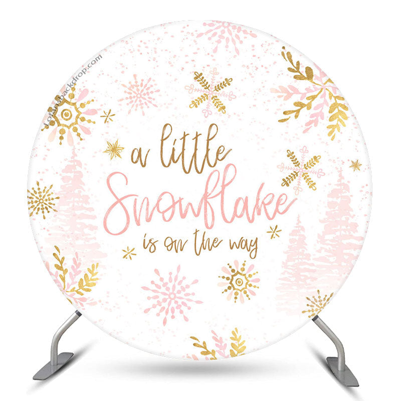Lofaris Pink Snowflake Round Baby Shower Backdrop For Girl