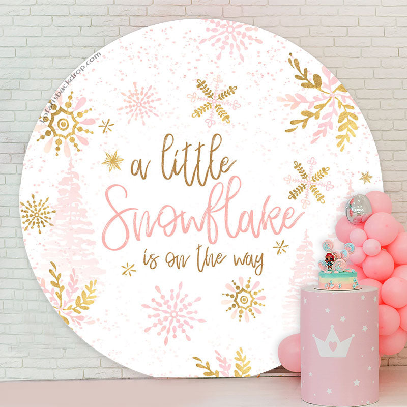 Lofaris Pink Snowflake Round Baby Shower Backdrop For Girl