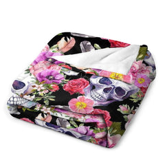 Lofaris Pink Spring Floral Skulls Custom Halloween Blanket