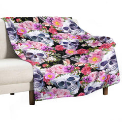 Lofaris Pink Spring Floral Skulls Custom Halloween Blanket