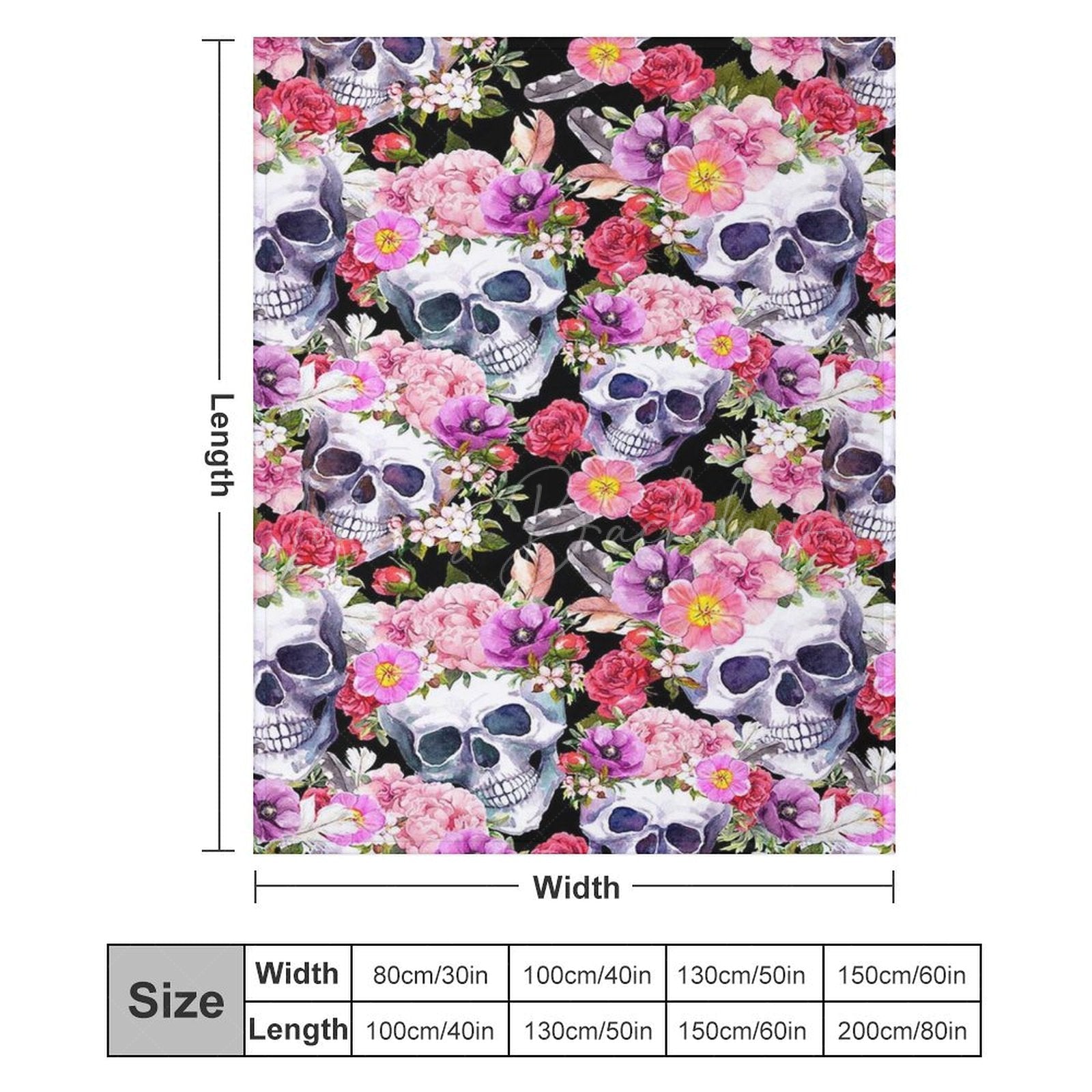 Lofaris Pink Spring Floral Skulls Custom Halloween Blanket