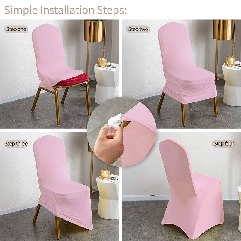 Lofaris Pink Stretch Spandex Banquet Chair Slipcovers