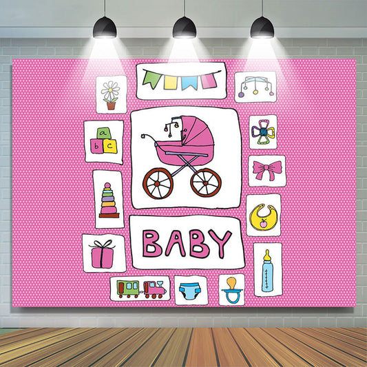 Lofaris Pink Stroller Infant Kit Sticker Baby Shower Backdrop