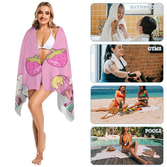 Lofaris Pink Summer Theme Custom Name Beach Towel